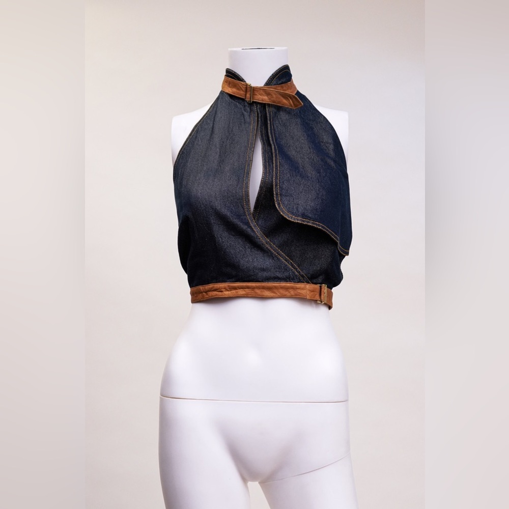 Christian Dior Denim Halter Top - Picture 2 of 7